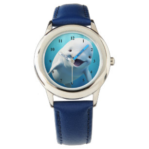 Montre Béluga Baleine Cartoon bleu vert océan Arctique
