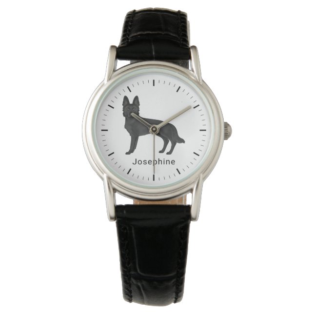 Montre Berger Allemand Noir Chien GSD Avec Nom Personnali (devant)