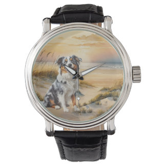Montre Berger Australien dans une crique de plage