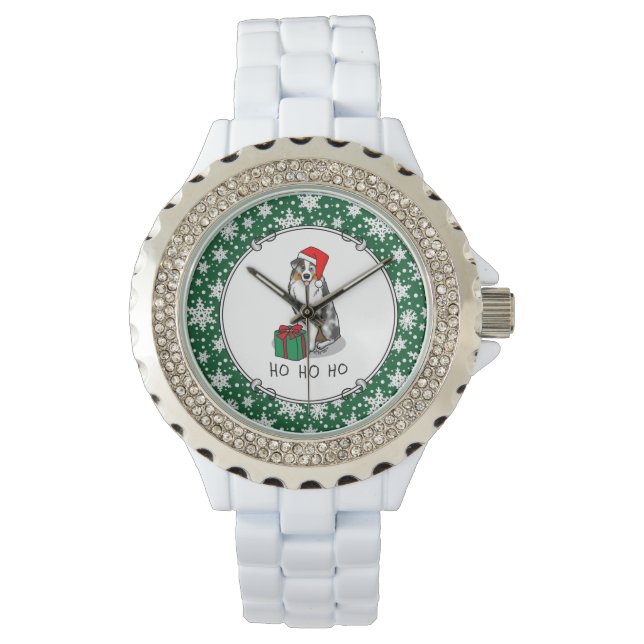 Montre Berger australien de Noël (bleu merle tan/w 1) (devant)