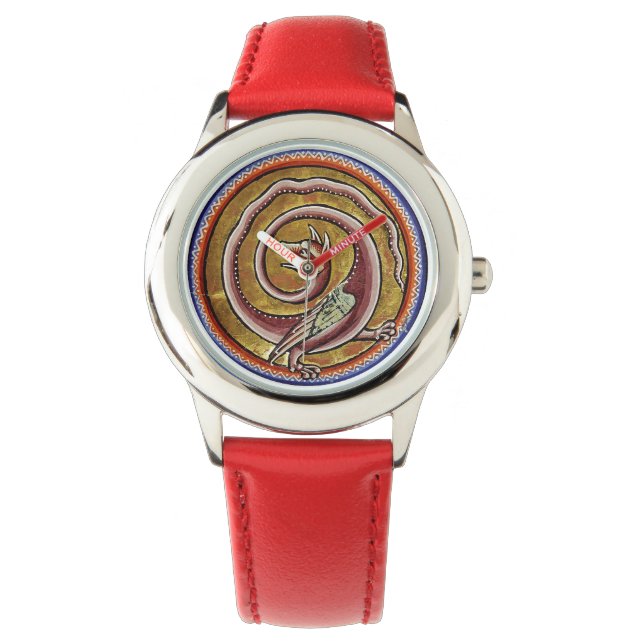 MONTRE BESTIAIRE MÉDIÉVAL, SNAKE DRAGON CIRCLES REGARDER (devant)