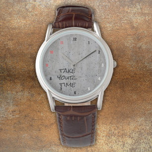 Montre Béton moderne, Noir, Blanc, Rouge