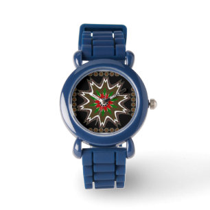 Montre Bezel rouge noir vert avec chiffres noirs