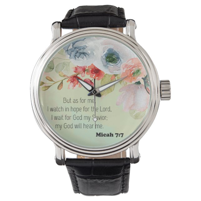 Montre Bible Verse Carré Floral (devant)