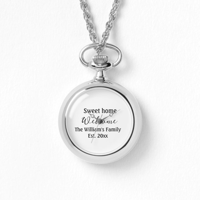 Montre Bienvenue douce maison ajouter nom de famille anné (Recto)