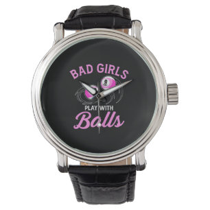 Montre Billard Snooker Girls Jouer Avec Billiard Balls