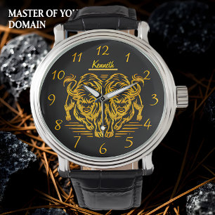 Montre Bison d'or qui coule à travers les plaines au couc