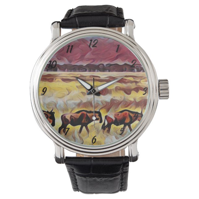Montre Bisons Maison Sur La Gamme Pop Art, Mens Wristwatc (devant)