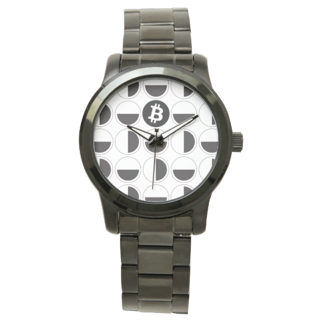 Montre Bitcoin Designer noir et blanc (devant)