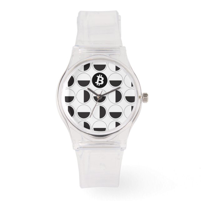 Montre Bitcoin Designer noir et blanc (Recto)