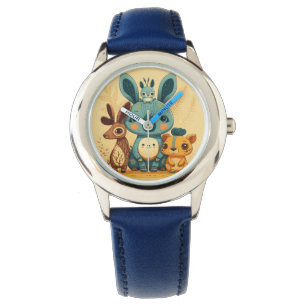 Montre Bizarre jaune animaux Coussin rond