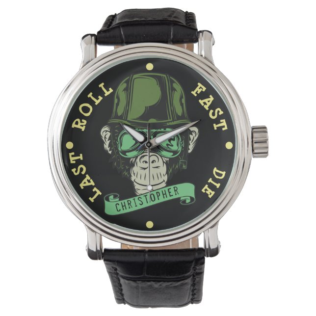 Montre BJJ Ajouter Votre Nom Roll Fast Die Dernier (devant)