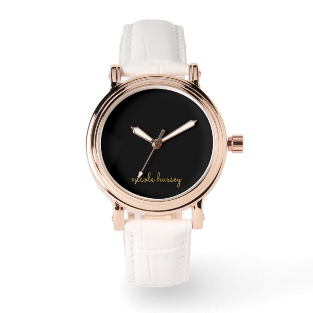 Montre Black and Gold Script  | Stylish Monogram Modern (Recto)