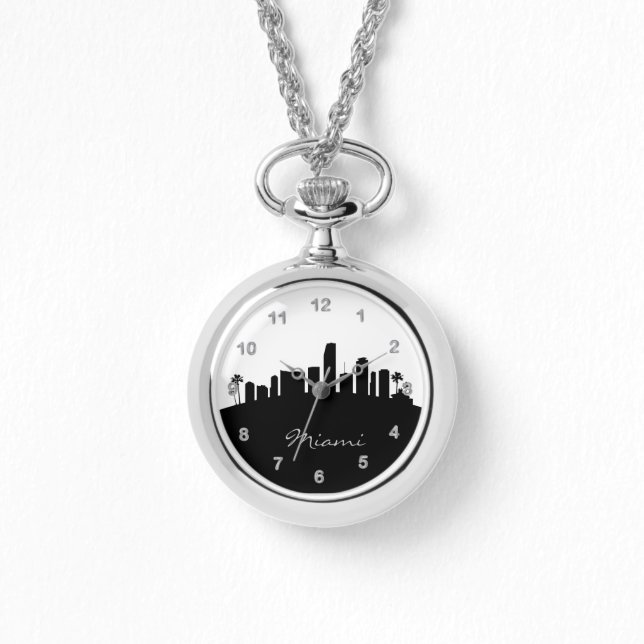 Montre Black and White Miami, Floride Skyline (Recto)