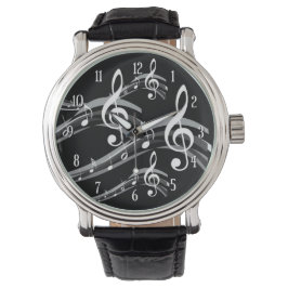 Montre Black and White Treble Clef