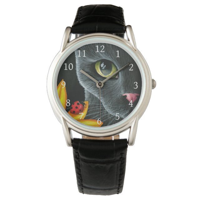 Montre Black Cat 510 coccinelle Fleur jaune (devant)