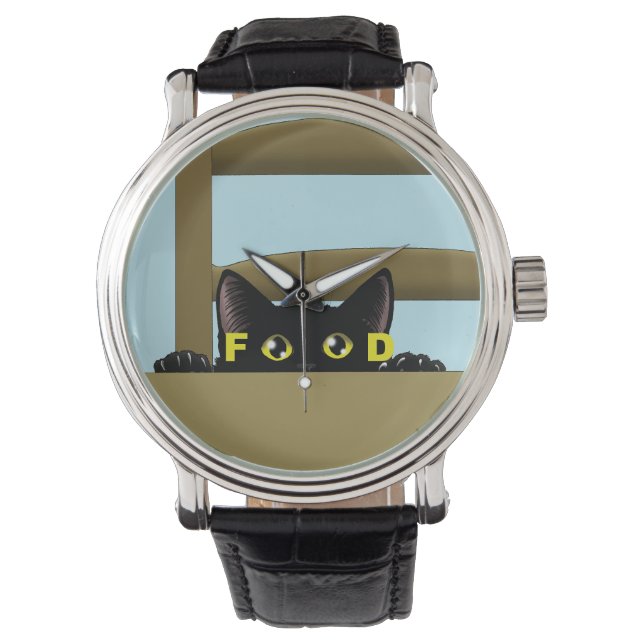Montre Black Cat Food Funny (devant)
