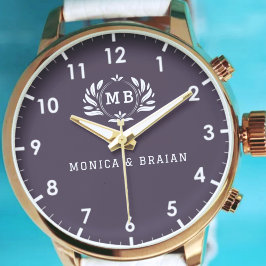 Montre Black Custom Name Monogram Romantic Gift