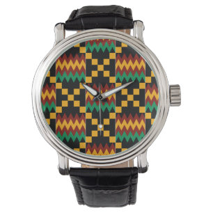 Montre Black, Green, Red, et Yellow Kente Cloth