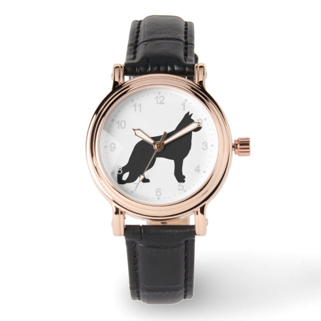 Montre Black silhouette de German Shepherd dog (Recto)