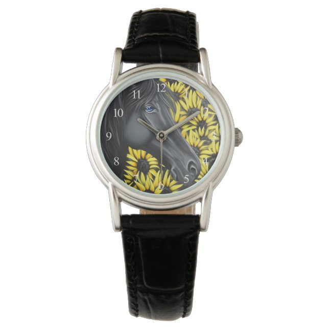 Montre Black Stallion Horse and Sunflowers (devant)