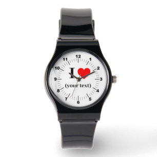 Montre Black Strap Watch - Custom I Heart (ajouter image/