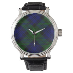 Montre Black Watch Tartan bleu vert Plaid