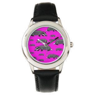 Montre Blaireau Rose Visage