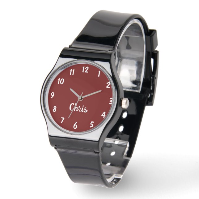 Montre Blanc Bourgogne, Nom, Décontracté Mens Black Band  (Angle)