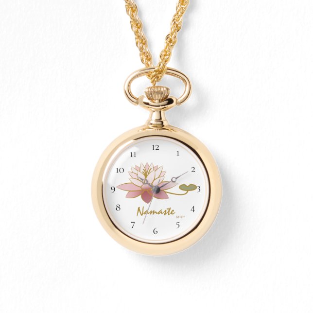 Montre *~* Blanc Zen Namaste Rose Lotus Fleur Spirituel (Recto)