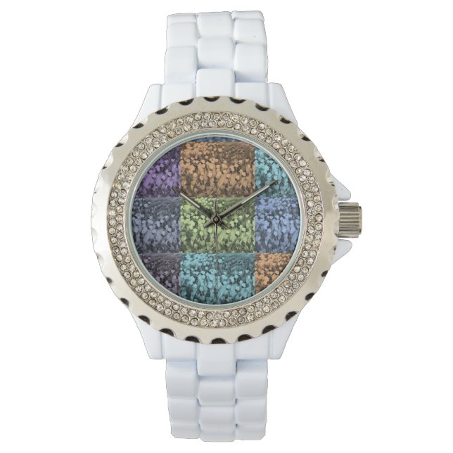 Montre blanche de tulipe florale multicolore (devant)