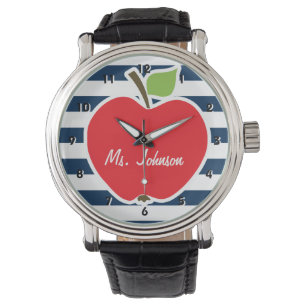 Montre Bleu foncé de minuit, bandes horizontales; Pomme