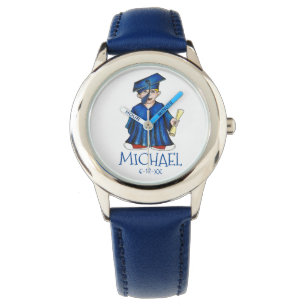 Montre Bleu Garçon Enfant Gradué Diplôme Personnalisé