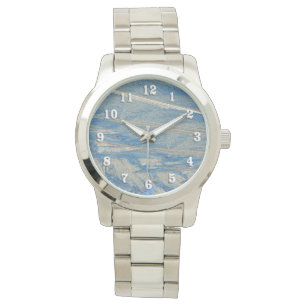 Montre Bleu givré avec chiffres blancs