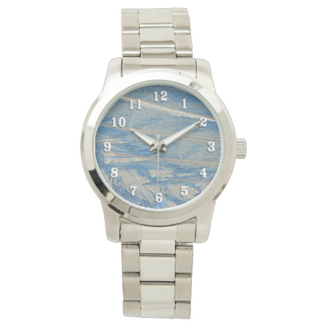 Montre Bleu givré avec chiffres blancs (devant)