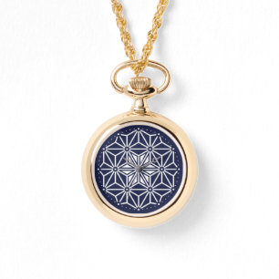 Montre Bleu marine oriental blanc Asanoha style japonais