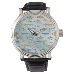 Montre Bleu Océan Nautique Poissons