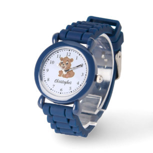 Montre Bleu ours brun mignon