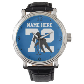 Montre Bleu personnalisé de nombre de nom de joueur de