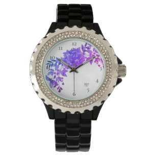 Montre *~* Bleu pourpre Magenta Hydrangea Floral