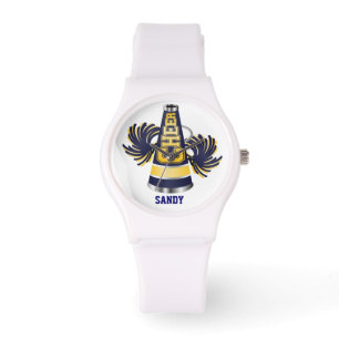 Montre bleue et jaune de pom-pom girl