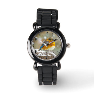 Montre Bleuet de l'Est en neige - Photo originale