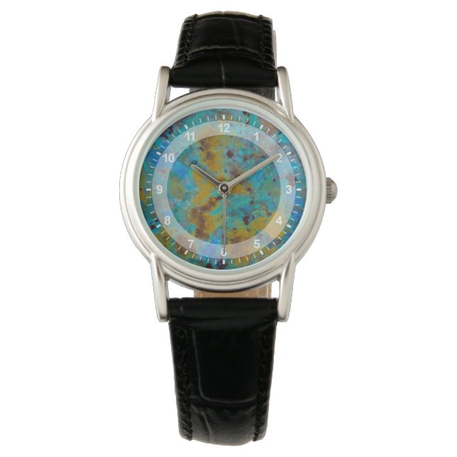Montre Blue chrysocolla jasper (devant)