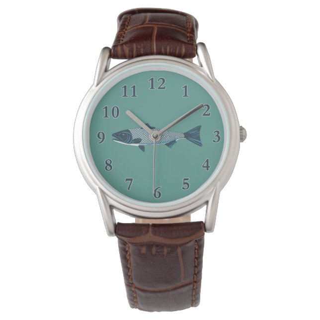 Montre Blue Folk Art Trout/Saumon (devant)