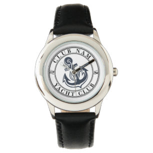 Montre Blue Nautical Ancre yacht club bateau marina Nom