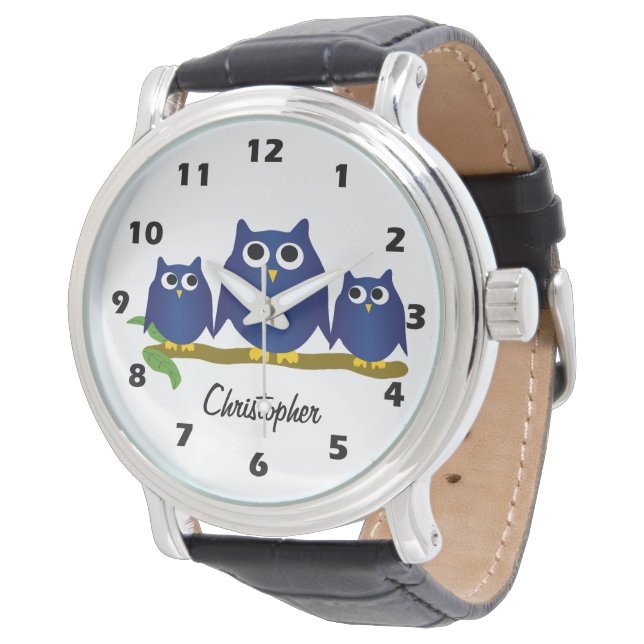 Montre Blue Owl Design Personalised (Incliné)