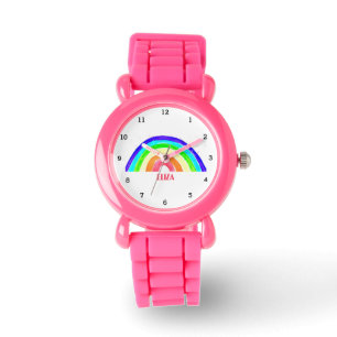 Montre Boho Arc-en-ciel Aquarelle mignonne Filles roses O