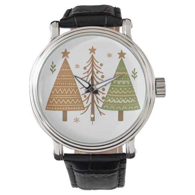 Montre Boho Christmas Trees Neutral Holiday Style (devant)