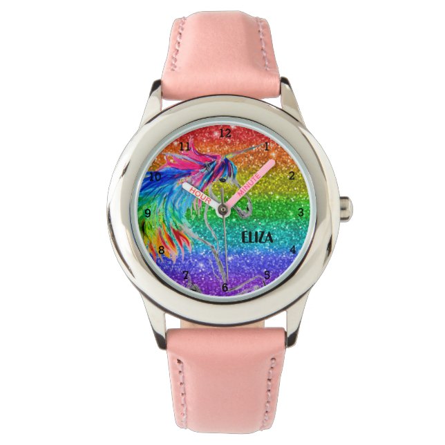 Montre Boho Rainbow Parties scintillant Cute Girls Unicor (devant)