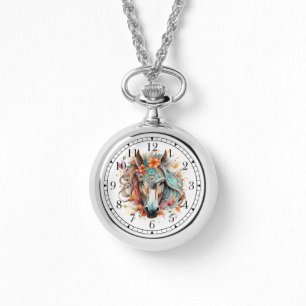 Montre Boho Tribal Aquarelle Cheval élégant Chic Femmes
